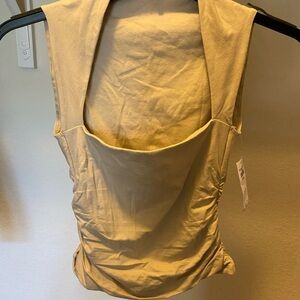Abercrombie & Fitch Cream Ruched Cut Out Tank Top
